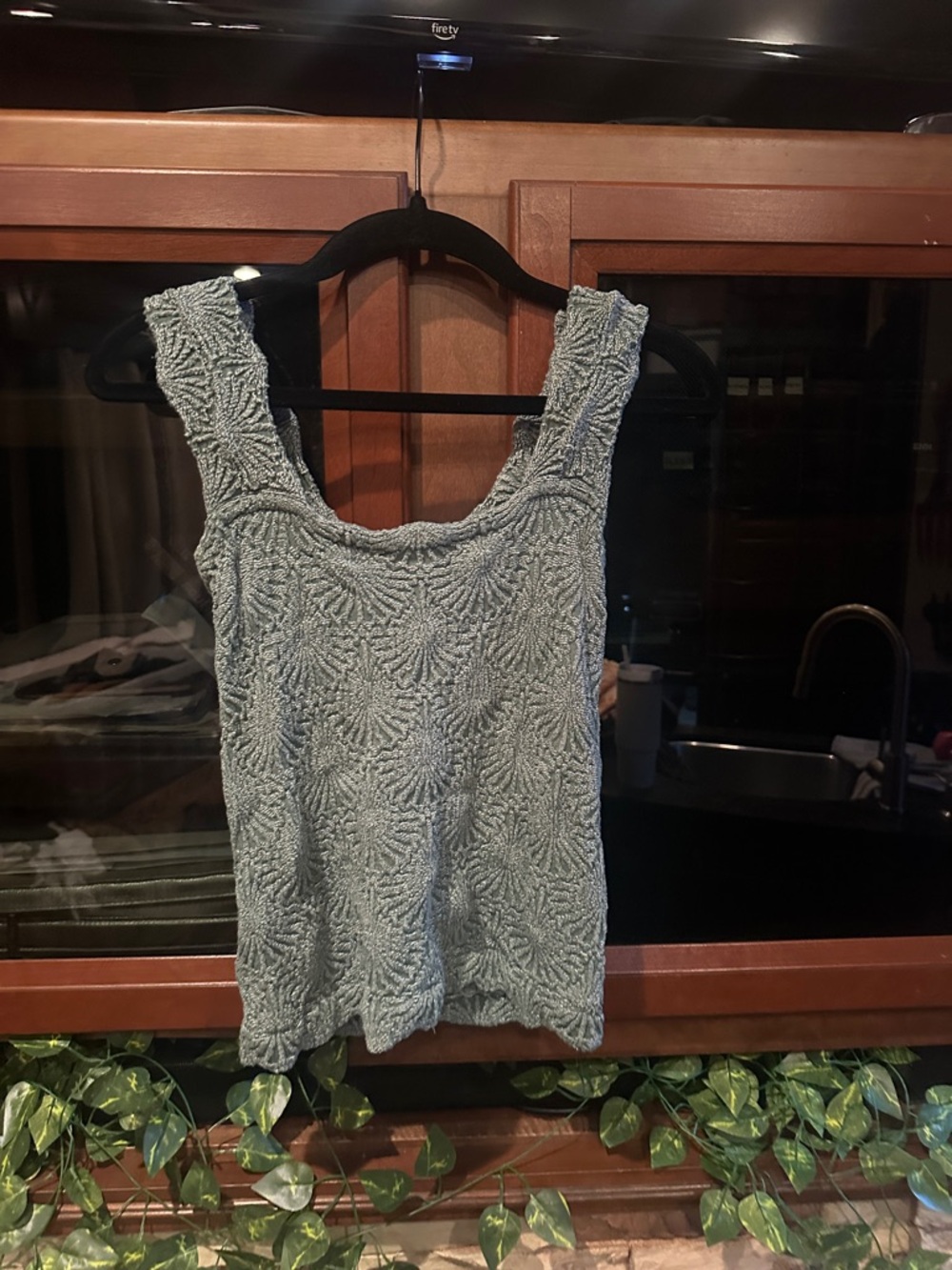 Women’s Textured Scoop Neck Tank Top - Light Blue